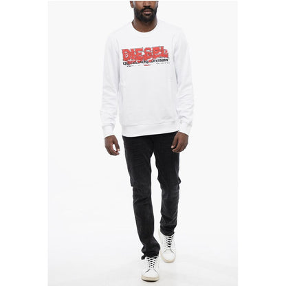 Diesel Solid Color S-GINN-K40 Crew-neck Sweatshirt with Printed Log