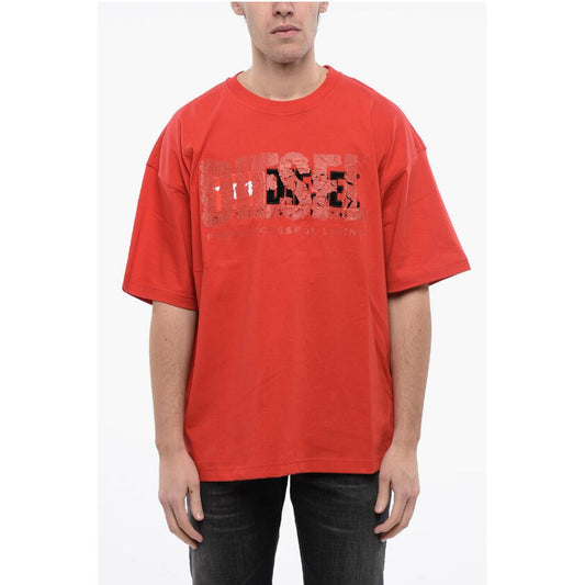 Diesel RED TAG Solid Color T-NABEL-M1 Crew-neck T-Shirt with Cracke