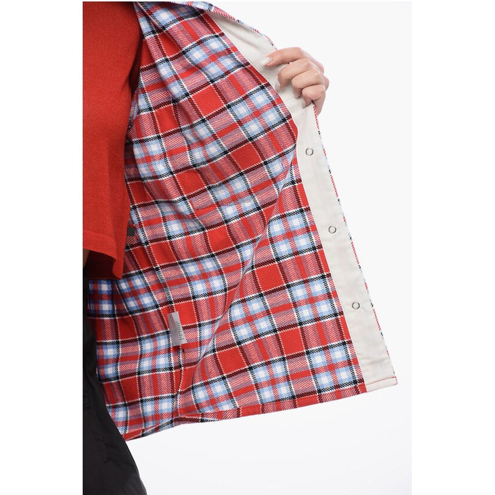 Woolrich Plaid Check Cotton Blend Overshirt with Fringed Details