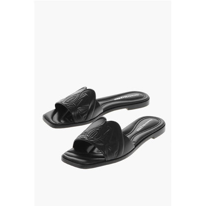 Alexander McQueen Embossed Leather Sliders with Cuir Sole