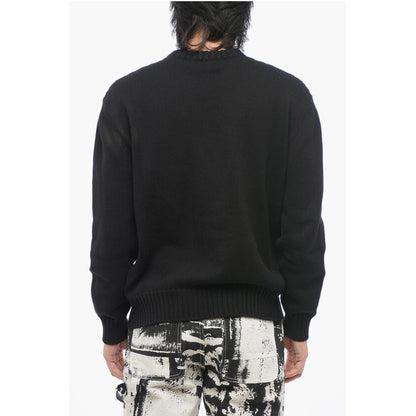 Alexander McQueen Crew Neck Cotton Pullover with Jacquard Logo