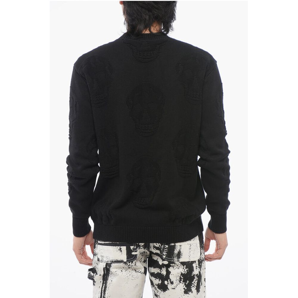Alexander McQueen Crew Neck SKULL Jacquard Cotton Sweater