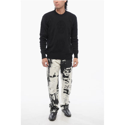 Alexander McQueen Crew Neck SKULL Jacquard Cotton Sweater