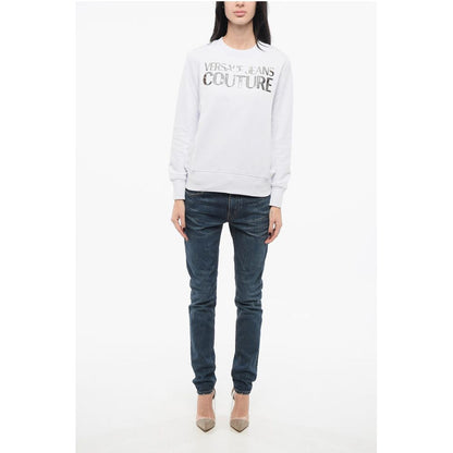 Versace JEANS COUTURE Crew Neck MIRROR Sweatshirt with Lamè Logo