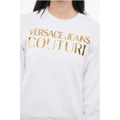 Versace JEANS COUTURE Crew Neck MIRROR Sweatshirt with Lamè Logo