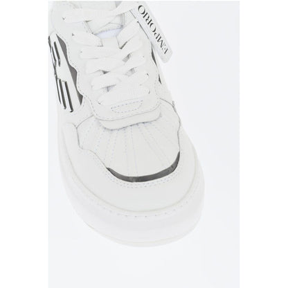 Armani Leather Low-Top Sneakers With Metallic Details