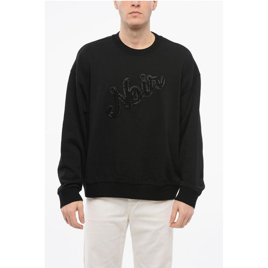 Armani EMPORIO Crew Neck NOIR Sweatshirt with Beaded Embroidery