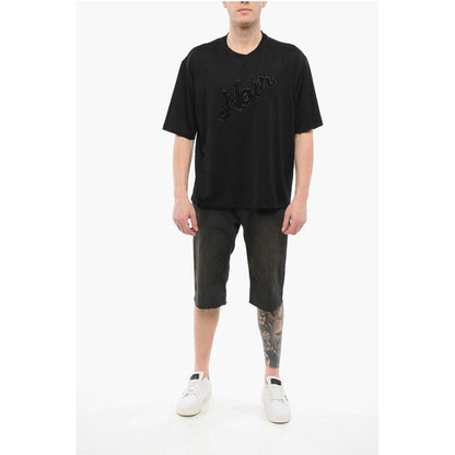 Armani EMPORIO Cotton Blend NOIR T-Shirt with Beaded Embroidery