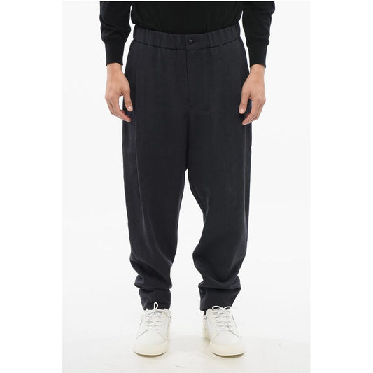 Armani GIORGIO Single-pleated Pure Linen Pants with Elastic Waistba