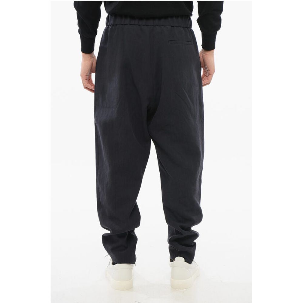 Armani GIORGIO Single-pleated Pure Linen Pants with Elastic Waistba