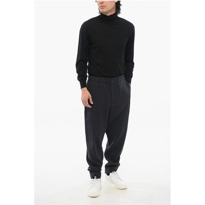 Armani GIORGIO Single-pleated Pure Linen Pants with Elastic Waistba