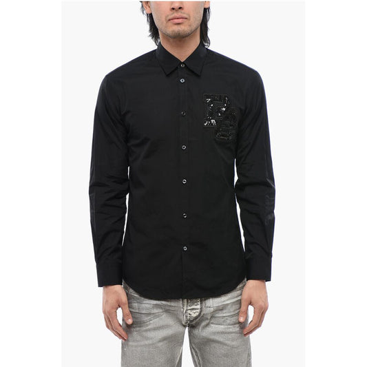 Dsquared² Long Sleeved NIGHT COLLEGE Shirt With Sequined Logo