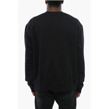 Dsquared² Brushed Cotton Crewneck Sweatshirt With Sequined Logo
