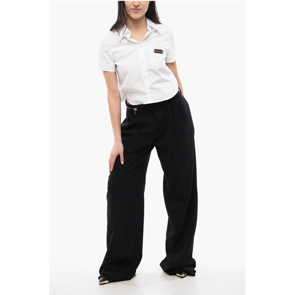 Dsquared² Double-pleated ICON Palazzo Pants with Zip Waist Detail