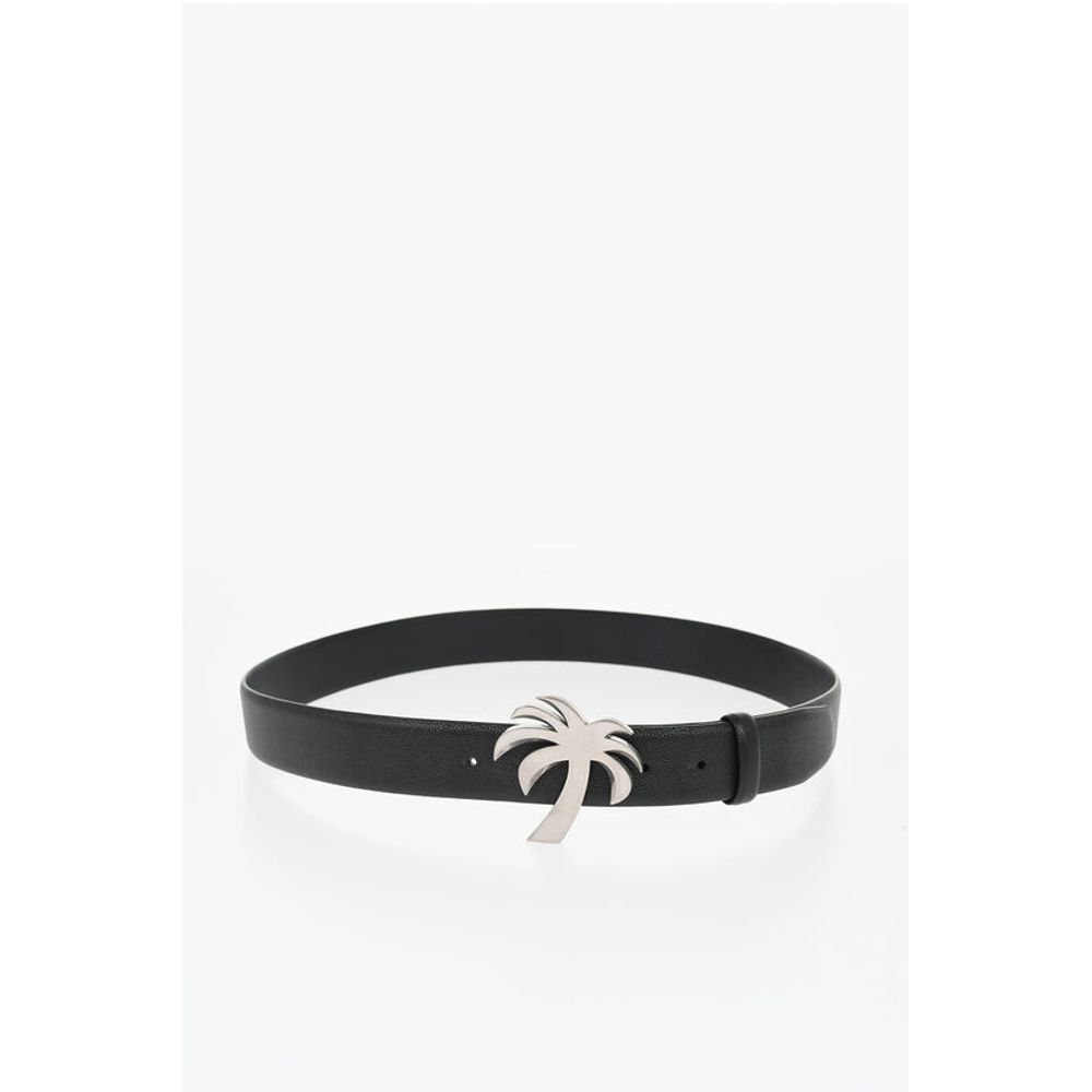 Palm Angels Leather Belt with Palm-Shaped Buckle 35mm