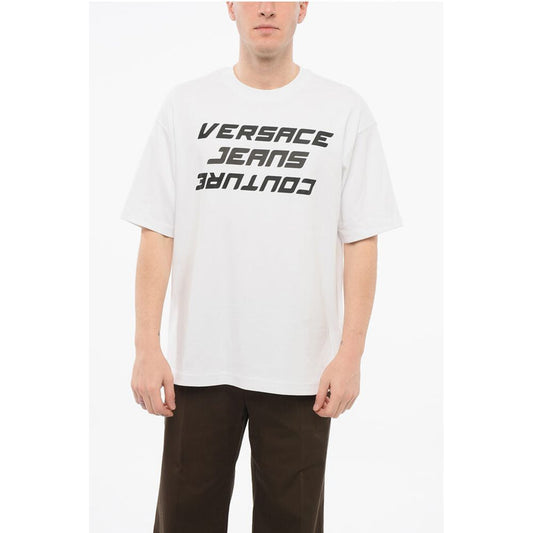 Versace JEANS COUTURE Cotton Loose Fit T-Shirt with Printed Logo