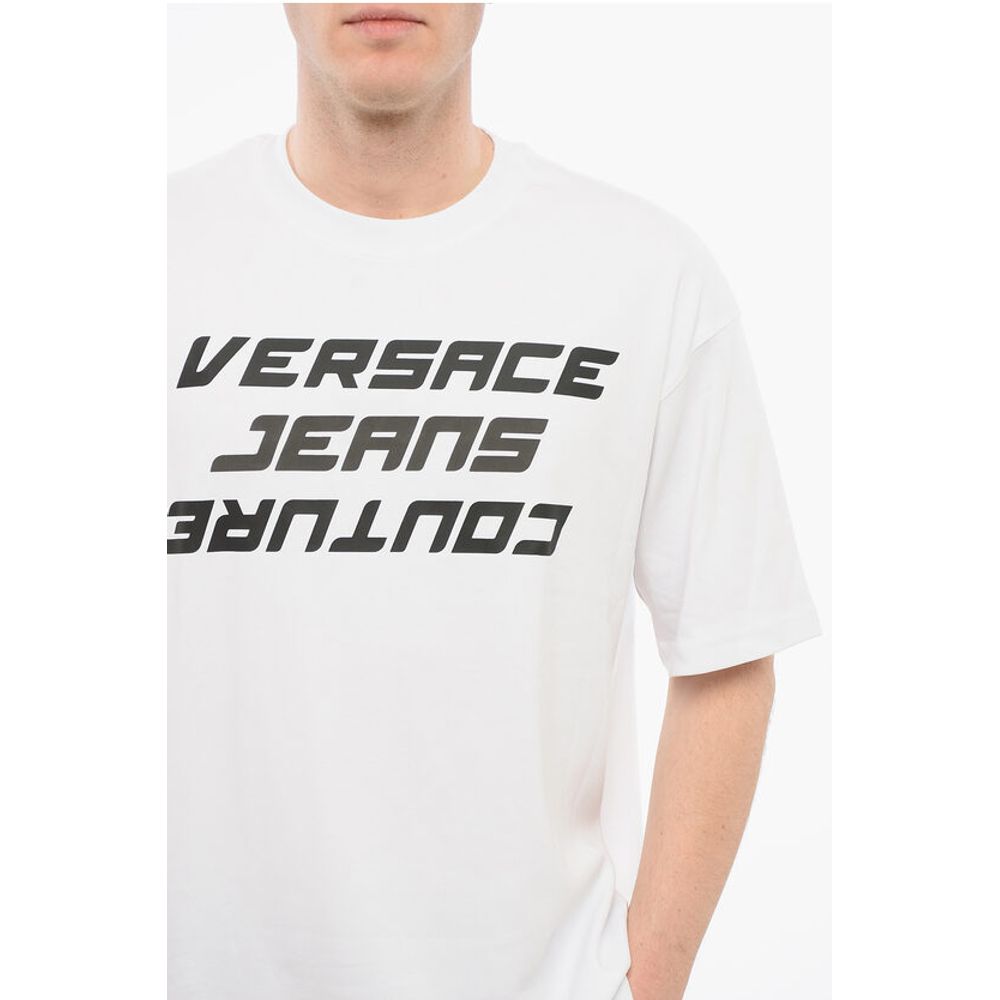 Versace JEANS COUTURE Cotton Loose Fit T-Shirt with Printed Logo
