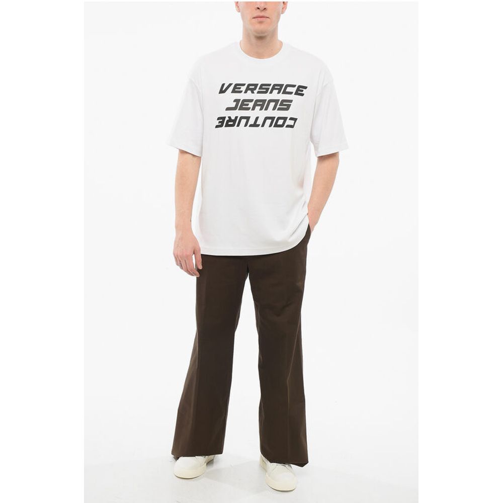 Versace JEANS COUTURE Cotton Loose Fit T-Shirt with Printed Logo