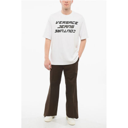 Versace JEANS COUTURE Cotton Loose Fit T-Shirt with Printed Logo