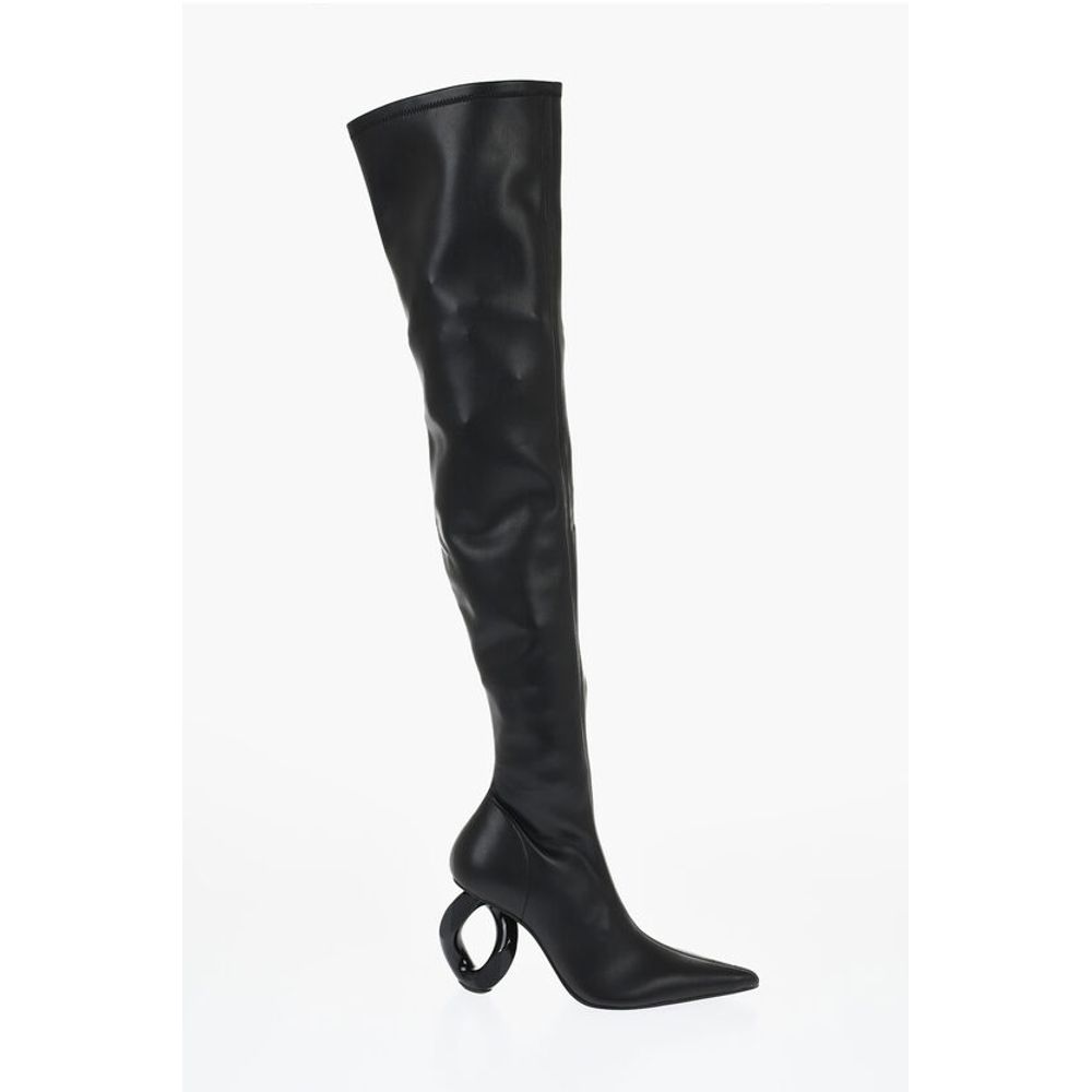 J.W.Anderson Pointed Leather CHAIN Thigh-High Boots With Statement Heel 9