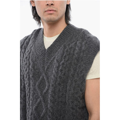 Nanushka V-Neck Sleeveless Cable Knit Sweater