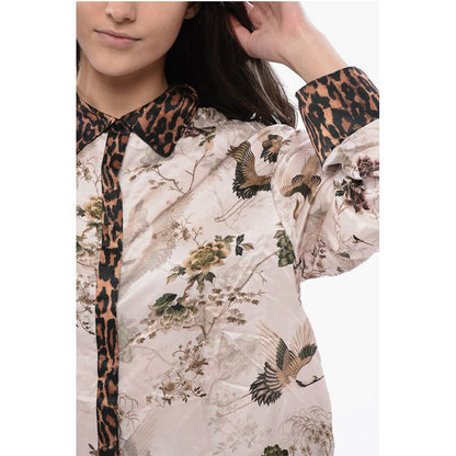 AllSaints Printed Satin SOFI Blouse With Hidden Closure