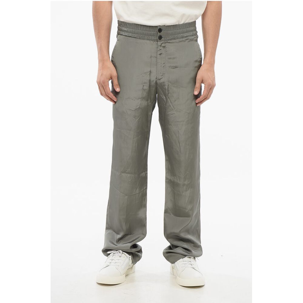 Dries Van Noten Satin PELVILLE Pants with Elastic Waistband