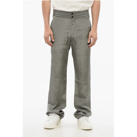 Dries Van Noten Satin PELVILLE Pants with Elastic Waistband