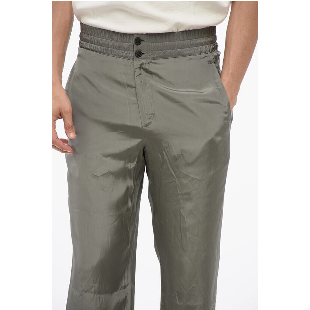 Dries Van Noten Satin PELVILLE Pants with Elastic Waistband