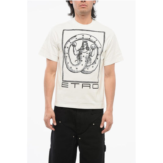 Etro Crew Neck Cotton T-Shirt with Front Print