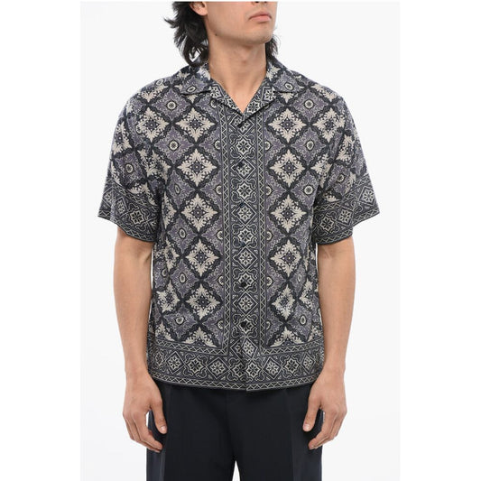 Etro Cotton MAIOLICA Bowling Shirt with Geometric Pattern