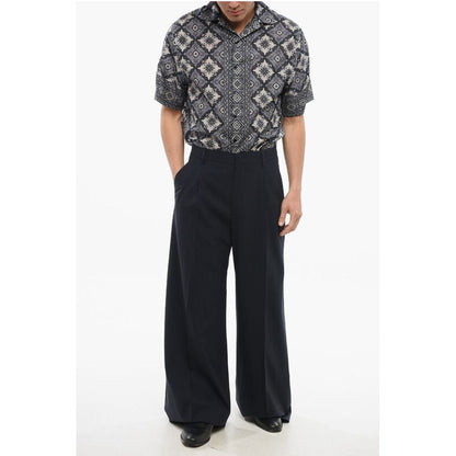 Etro Double-pleated Wool Blend Pants with Belt Loops