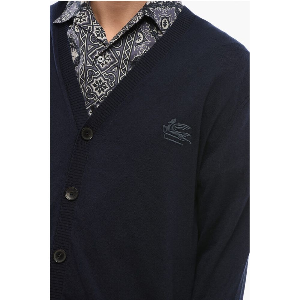 Etro Cashmere Blend Cardigan with Embroidered Logo