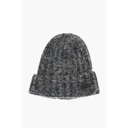 Saint Laurent Wool Blend Beanie with Logo Patch