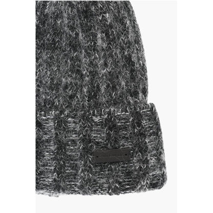 Saint Laurent Wool Blend Beanie with Logo Patch