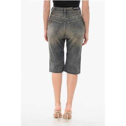 Balenciaga Vintage Washed Denim Shorts with Raw-cut Hem