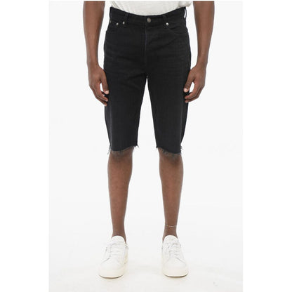 Saint Laurent Fringed Hem Denim Shorts