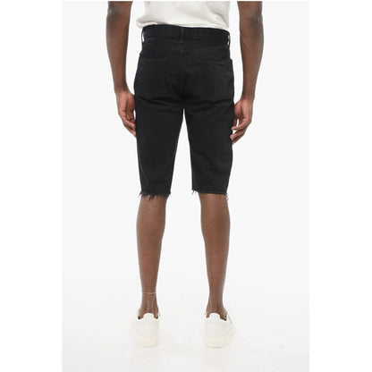 Saint Laurent Fringed Hem Denim Shorts