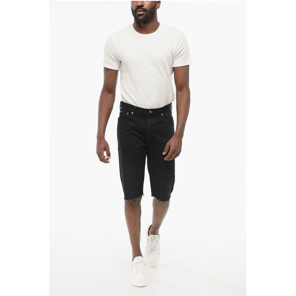 Saint Laurent Fringed Hem Denim Shorts