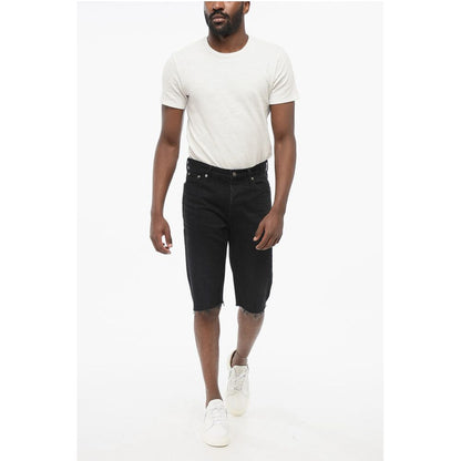 Saint Laurent Fringed Hem Denim Shorts
