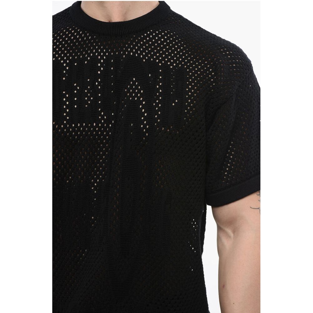 Maison Margiela MM6 Crew Neck Openwork Cotton Sweater