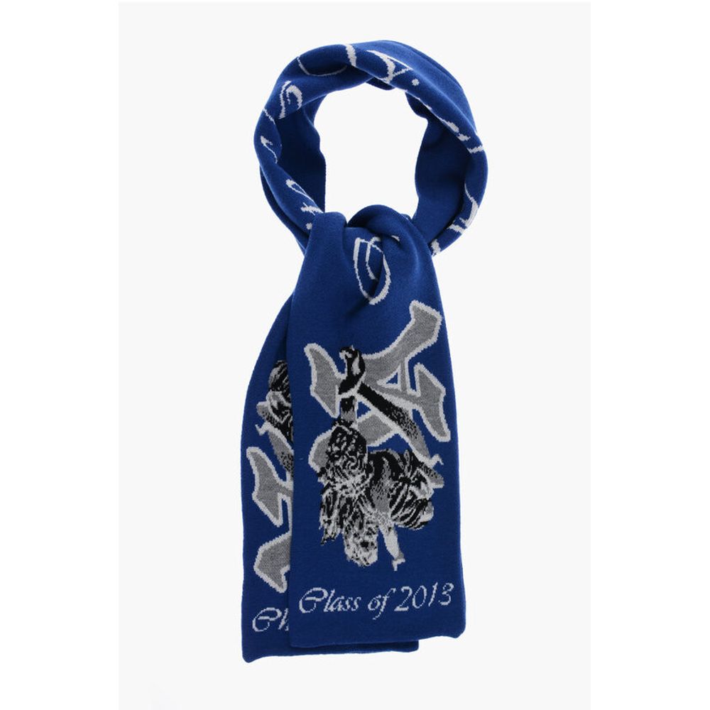 Off-White Virgin Wool Scarf With Contrast Embroidery Logo