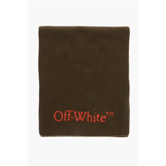 Off-White Virgin Wool Scarf With Contrast Embroidery Logo