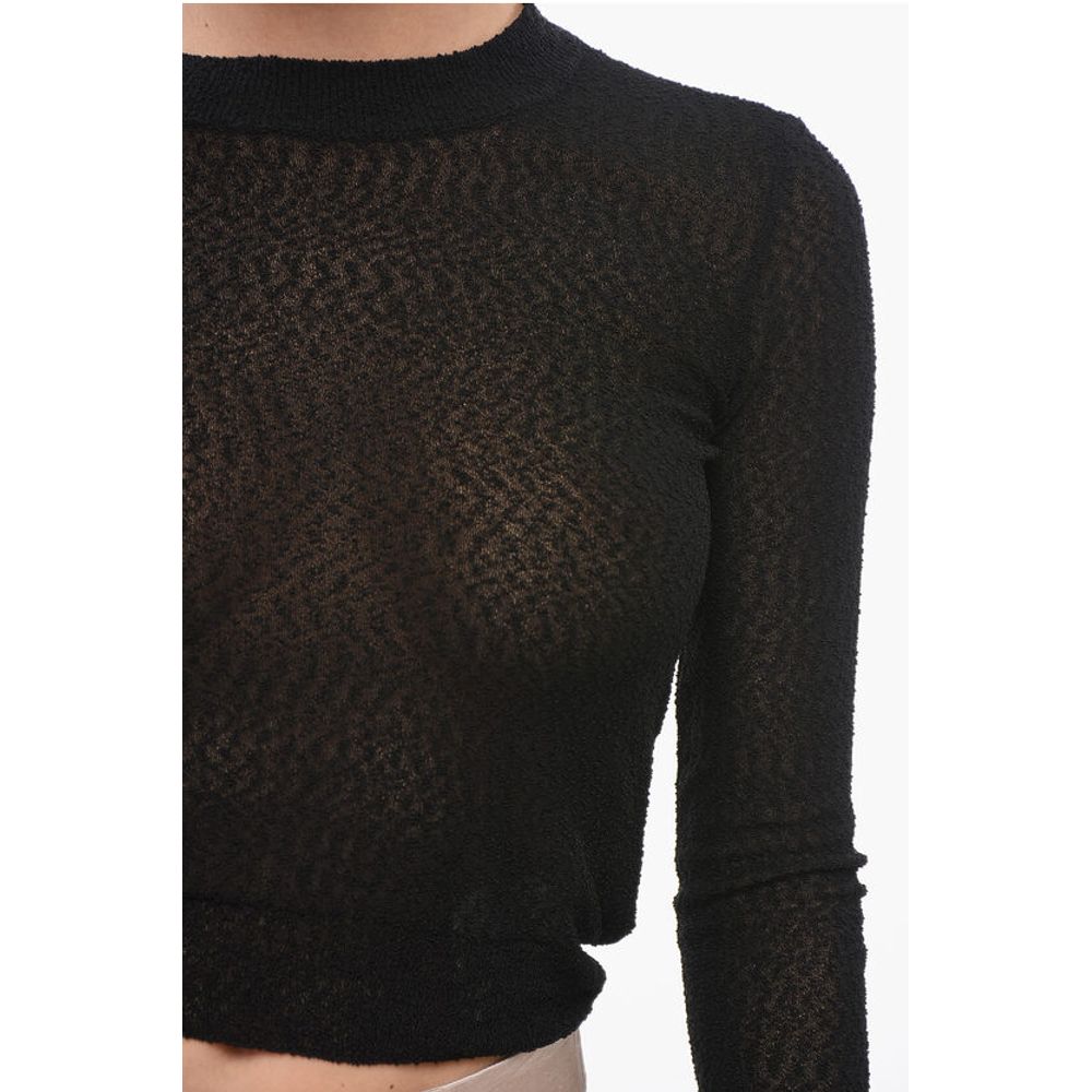Ami Alexandre Mattiussi Crew Neck See Through Viscose Blend Sweater