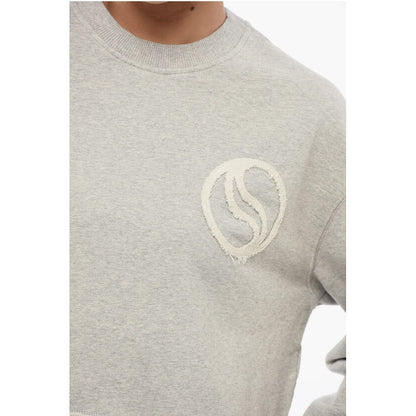 Stella McCartney Cropped Fit Sweatshirt with Raw-cut Hem and Logo Patch