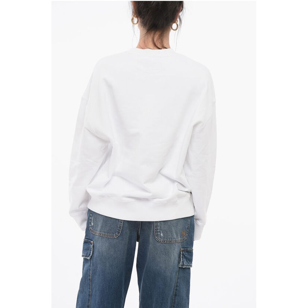 Stella McCartney Brushed Cotton Crew Neck Sweatshirt with Printed Logo