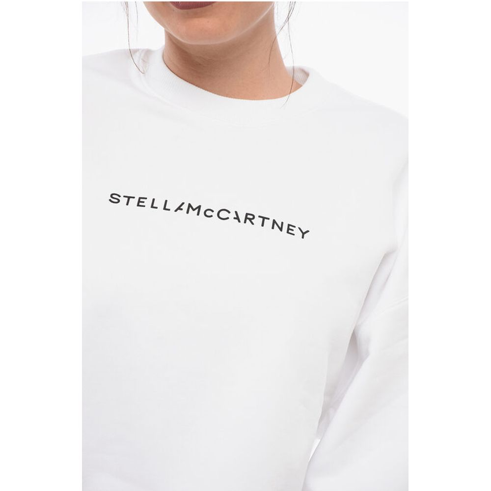 Stella McCartney Brushed Cotton Crew Neck Sweatshirt with Printed Logo