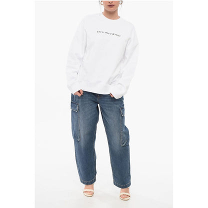 Stella McCartney Brushed Cotton Crew Neck Sweatshirt with Printed Logo