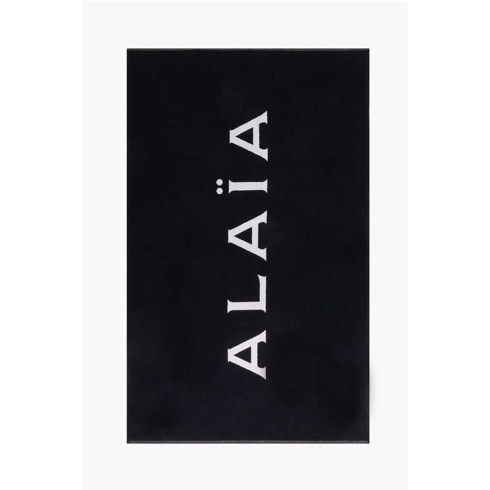 Alaïa Terry Cotton Beach Towel with Contrasting Logo