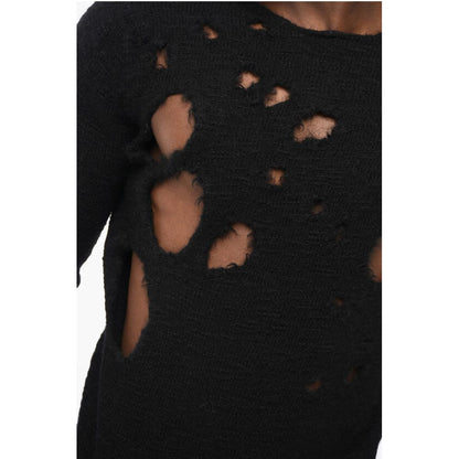 Comme Des Garçons BLACK Crew Neck Distressed Wool Pullover